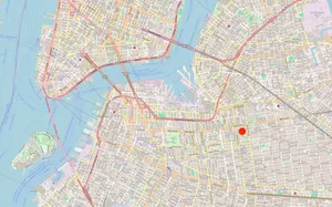 a map showing the location of the K2DQ office in Brooklyn, New York